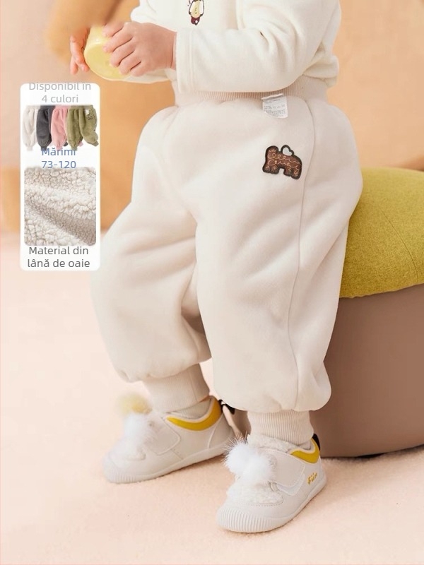 Pantaloni pentru copii 1–3 ani, velur, 100% poliester, pentru primăvară, toamnă și iarnă