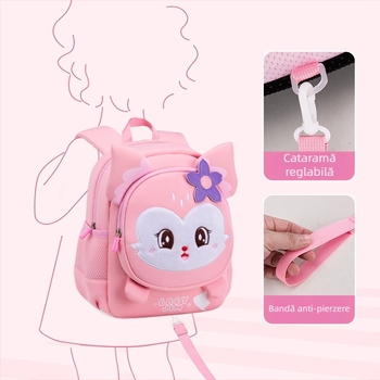 Rucsac ușor pentru grădiniță, cu imprimeu desen animat, material Oxford respirabil, ultra-ușor, căptușeală PU, bretele curbate