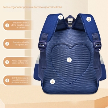 Rucsac școlar pentru copii cu carcasă rigidă, ușor și respirabil, material Oxford, curele cu aer, design neutru, potrivit pentru grădiniță