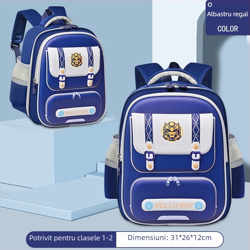 Rucsac școlar pentru copii cu carcasă rigidă, ușor și respirabil, material Oxford, curele cu aer, design neutru, potrivit pentru grădiniță