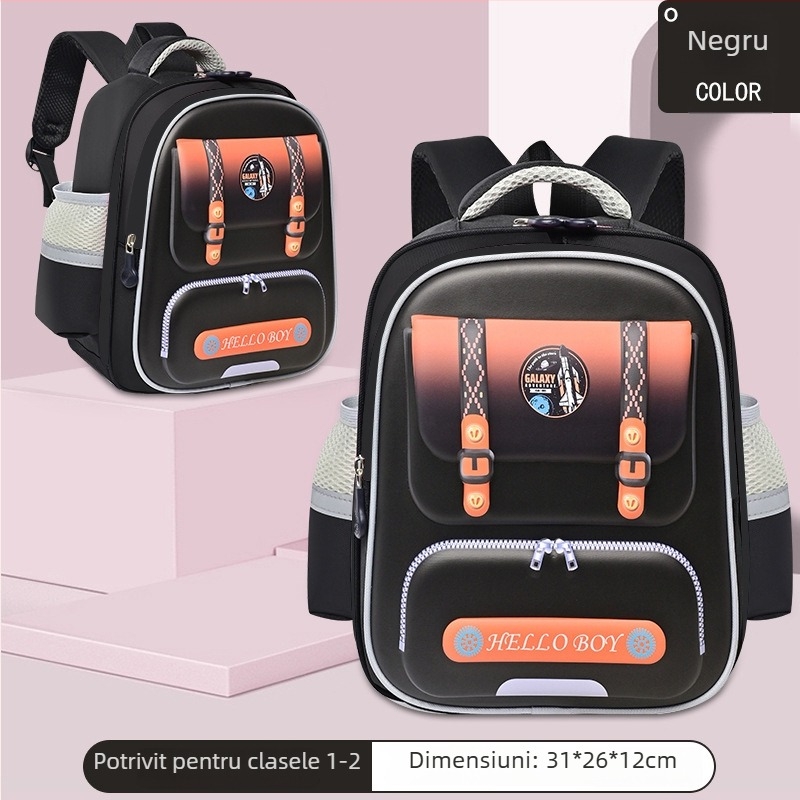 Rucsac școlar pentru copii cu carcasă rigidă, ușor și respirabil, material Oxford, curele cu aer, design neutru, potrivit pentru grădiniță