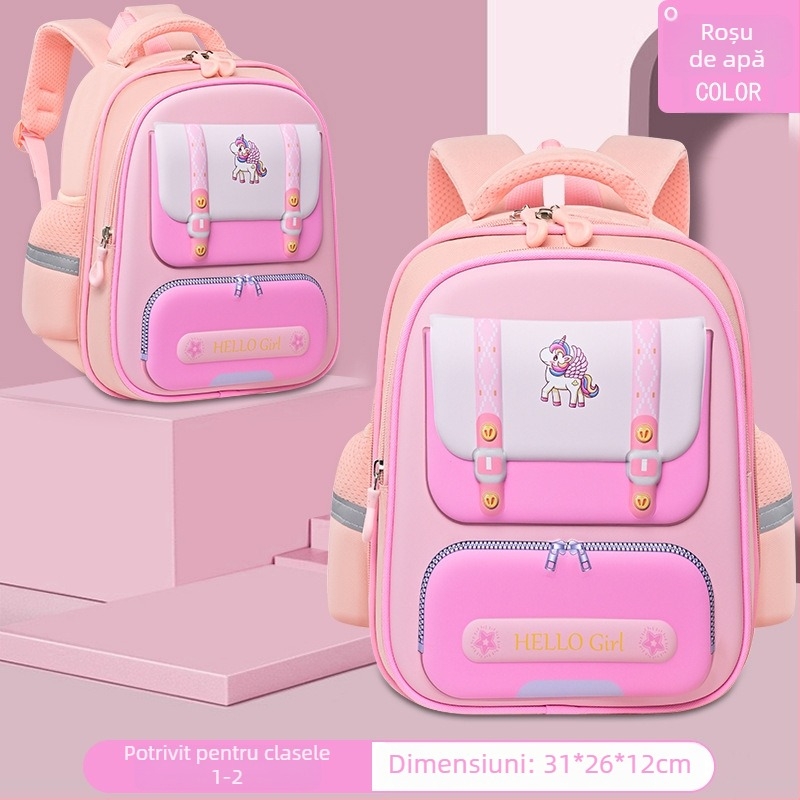 Rucsac școlar pentru copii cu carcasă rigidă, ușor și respirabil, material Oxford, curele cu aer, design neutru, potrivit pentru grădiniță