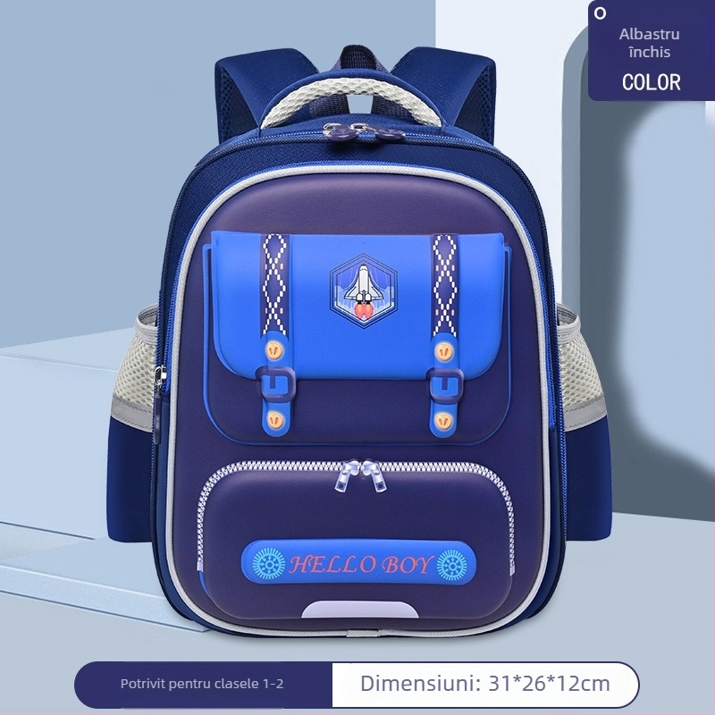 Rucsac școlar pentru copii cu carcasă rigidă, ușor și respirabil, material Oxford, curele cu aer, design neutru, potrivit pentru grădiniță