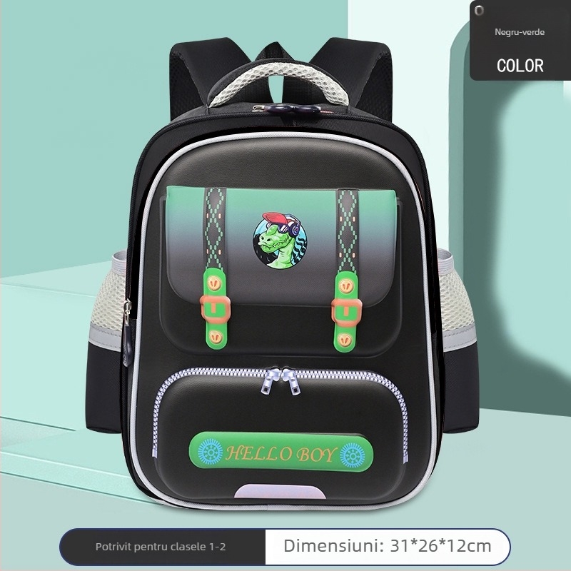 Rucsac școlar pentru copii cu carcasă rigidă, ușor și respirabil, material Oxford, curele cu aer, design neutru, potrivit pentru grădiniță