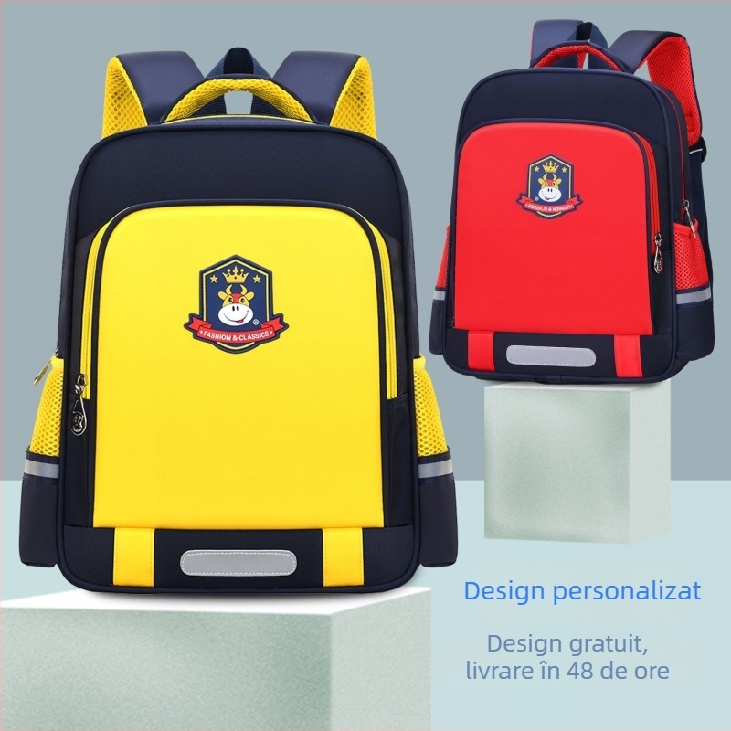 Ghiozdan unisex pentru copii, ultraușor din poliester, cu bretele curbate, model personalizabil, pentru clasele 1-2