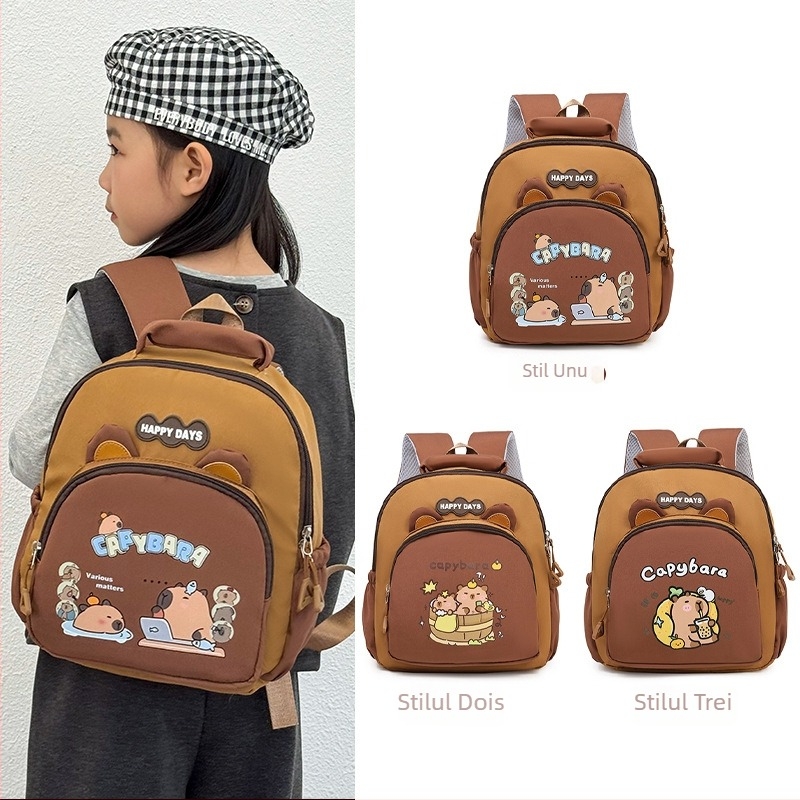 Rucsac din nylon, pliabil, cu bretele arcuate, model anime desen animat, pentru educație școlară