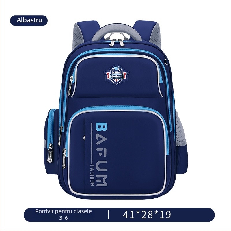 Rucsac școlar pentru copii 6–12 ani, ușor, cu protecție pentru coloana și reducerea încărcăturii, capacitate mare, material Oxford, curele de umăr curbate