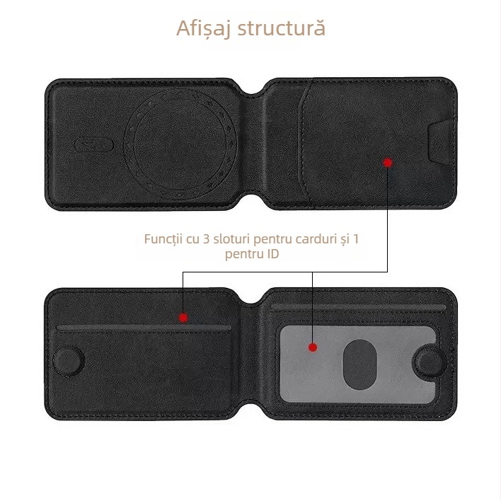 Suport pentru carduri cu aspirație magnetică pentru iPhone 16 – pliabil în două, model Magnetic Suction Card Holder-20