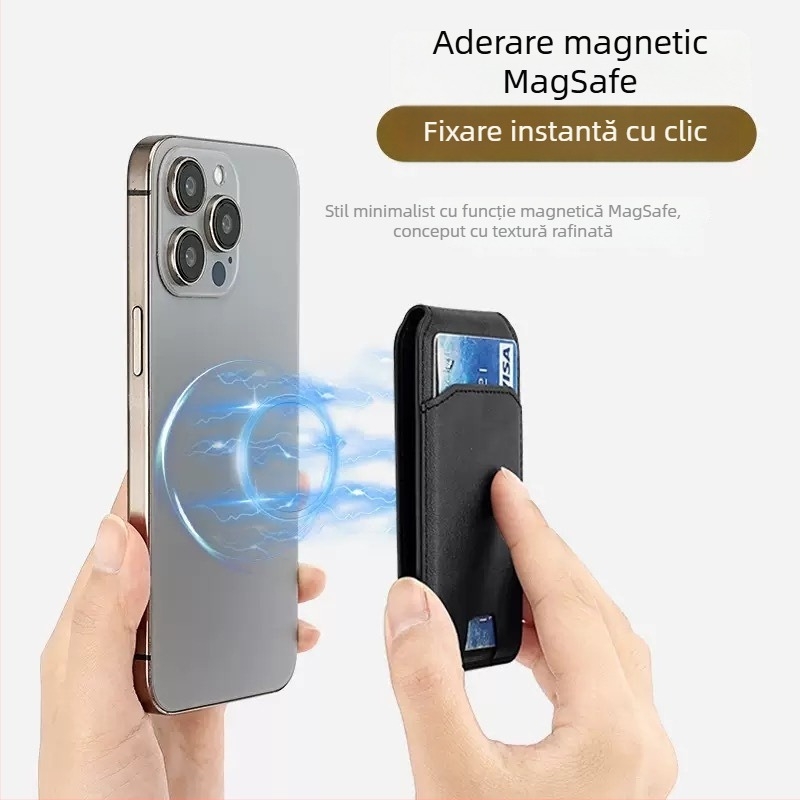 Suport pentru carduri cu aspirație magnetică pentru iPhone 16 – pliabil în două, model Magnetic Suction Card Holder-20