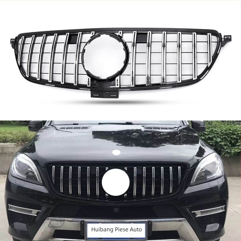 Grilă față pentru Mercedes-Benz GLE-Class W166/W292, stil GT cu bare verticale, centru, ABS plastic, 2016-2019