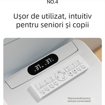 Capac de toaletă inteligent cu încălzire instantanee a apei, reglare a temperaturii apei, scaun încălzit, duză auto-curățare, telecomandă
