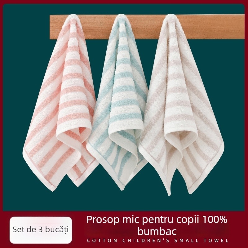 Prosop de față din bumbac pentru copii, absorbant și moale (Material: bumbac; Fir: 100d; Țesătură: Plain weave; Greutate: sub 50 g; Categoria: prosop/față)