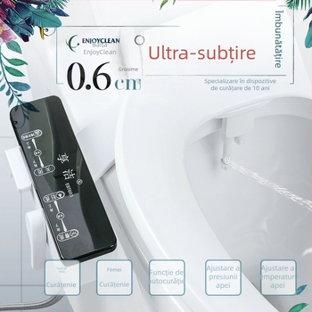Capac de bidet pentru toaletă, neelectric, cu duză reglabilă, control al presiunii apei, duză auto-curățitoare, potrivire universală (EB7200)