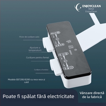 Capac de bidet pentru toaletă, neelectric, cu duză reglabilă, control al presiunii apei, duză auto-curățitoare, potrivire universală (EB7200)