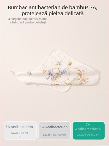 Prosoape pătrate pentru bebeluși - față și baie, Meijia bell, 70% viscoză, 30% bumbac, absorbant, unisex, potrivită pentru nou-născuți până la 6 ani