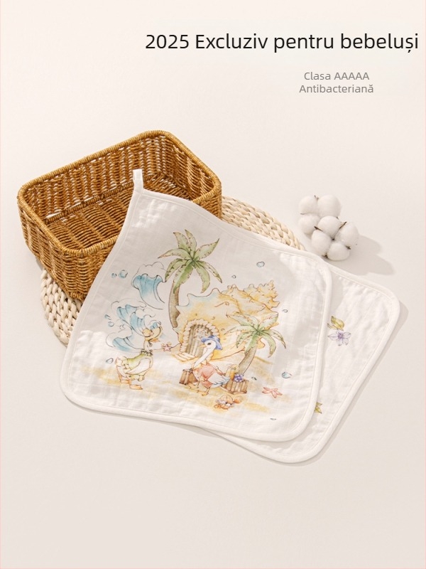 Prosoape pătrate pentru bebeluși - față și baie, Meijia bell, 70% viscoză, 30% bumbac, absorbant, unisex, potrivită pentru nou-născuți până la 6 ani