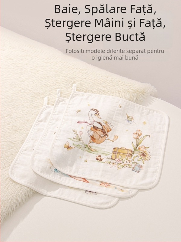Prosoape pătrate pentru bebeluși - față și baie, Meijia bell, 70% viscoză, 30% bumbac, absorbant, unisex, potrivită pentru nou-născuți până la 6 ani
