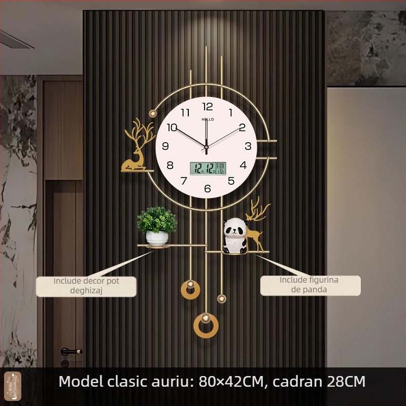 Ceas de perete modern, dreptunghiular, carcasă din fier, alimentat cu baterii, mișcare Seiko cu sweep de secunde, afișaj analogic, pentru camera de zi