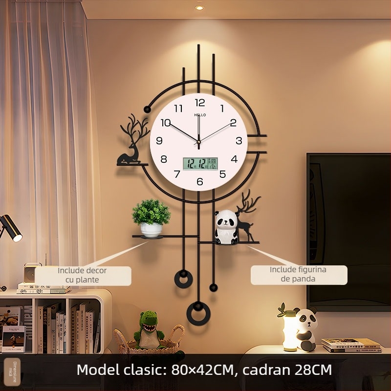 Ceas de perete modern, dreptunghiular, carcasă din fier, alimentat cu baterii, mișcare Seiko cu sweep de secunde, afișaj analogic, pentru camera de zi