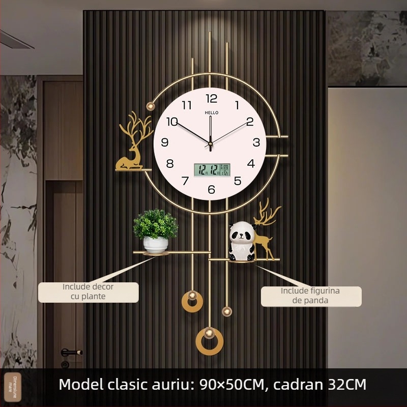 Ceas de perete modern, dreptunghiular, carcasă din fier, alimentat cu baterii, mișcare Seiko cu sweep de secunde, afișaj analogic, pentru camera de zi