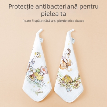 Prosop pătrat pentru bebeluși din fibre de bambus, model desenat de tip cartoon, absorbent pentru sugari și copii 0–6 ani