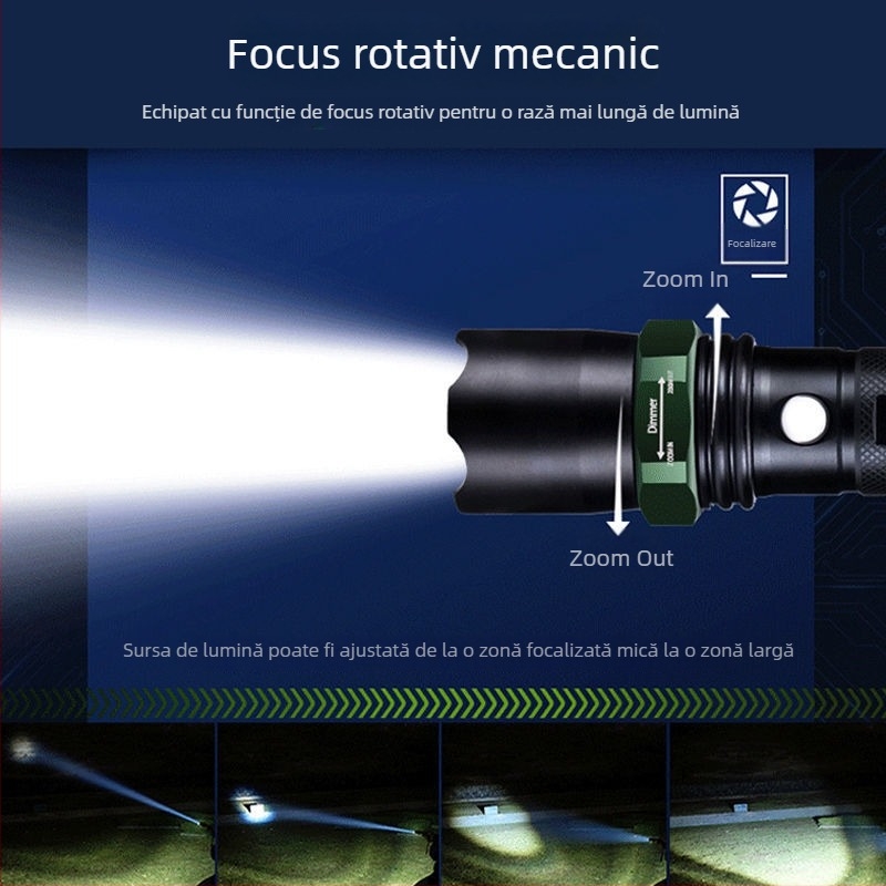 Lanternă reîncărcabilă cu lumină laser de mare intensitate, rază lungă, 30W, aliaj de aluminiu, alimentare pe baterie, multifuncțional pentru autoapărare