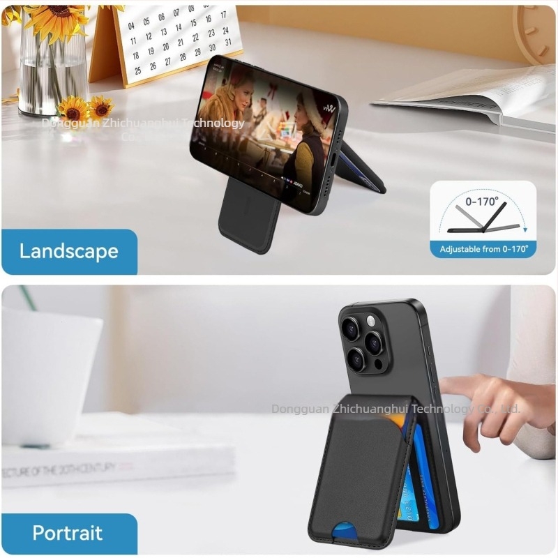 iPhone 17 Pro - Portofel magnetic pentru carduri cu MagSafe, ax rotativ, suport pentru unghiuri multiple, protecție RFID