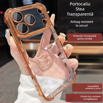 Carcasă transparentă din silicon pentru iPhone, cu protecție anti-cădere și placare electroplată, compatibilă cu seria iPhone 12–14