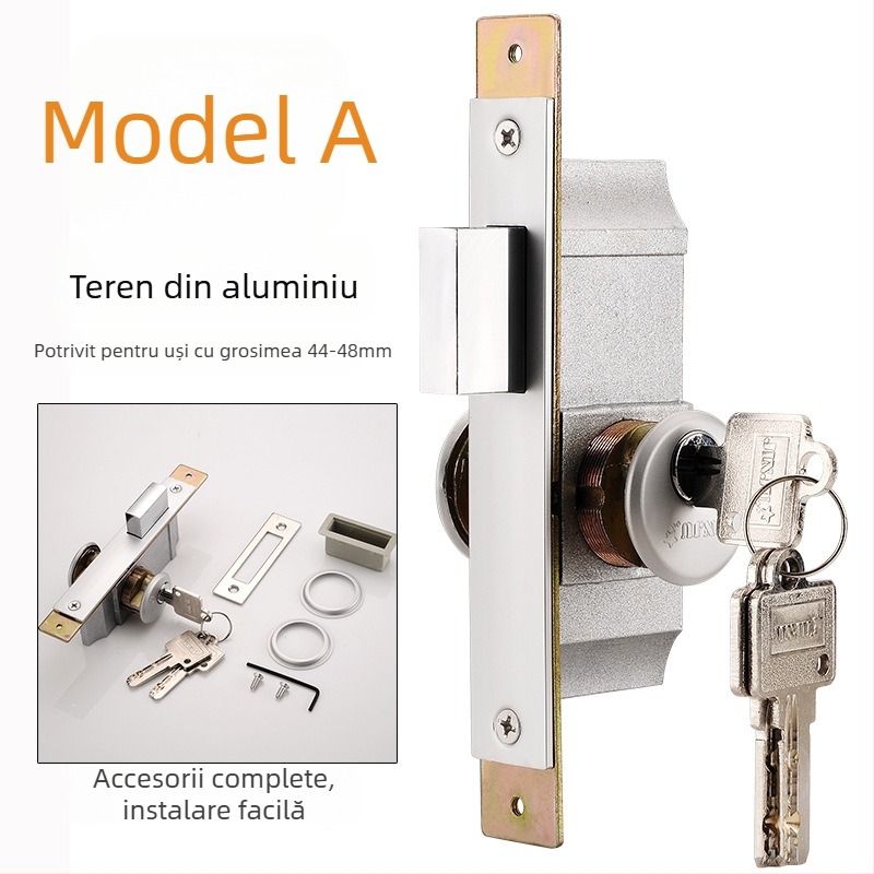 Încuietoare de ușă din aliaj de aluminiu BF-A121, Material: aliaj zinc/aluminiu, Potrivit pentru uși din aliaj de aluminiu, Finisare: placare electrolitică