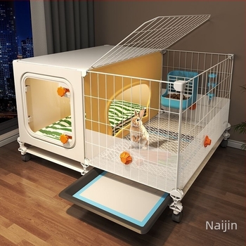 Cușcă pentru iepuri cu toaletă integrată pentru urină, spațiu interior mare pentru animale de companie (iepuri, porcușori de Guinea și hamsteri) — plastic, cușcă pentru animale de companie, personalizare directă din fabrică pentru comerțul cross-border, su