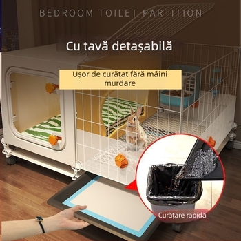 Cușcă pentru iepuri cu toaletă integrată pentru urină, spațiu interior mare pentru animale de companie (iepuri, porcușori de Guinea și hamsteri) — plastic, cușcă pentru animale de companie, personalizare directă din fabrică pentru comerțul cross-border, su
