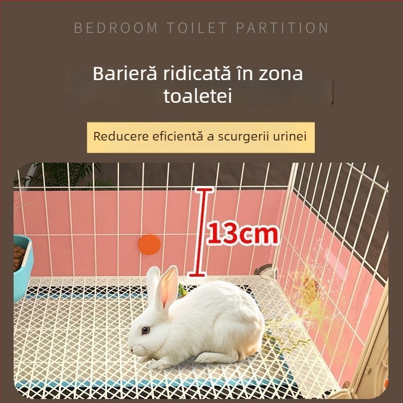 Cușcă pentru iepuri cu toaletă integrată pentru urină, spațiu interior mare pentru animale de companie (iepuri, porcușori de Guinea și hamsteri) — plastic, cușcă pentru animale de companie, personalizare directă din fabrică pentru comerțul cross-border, su