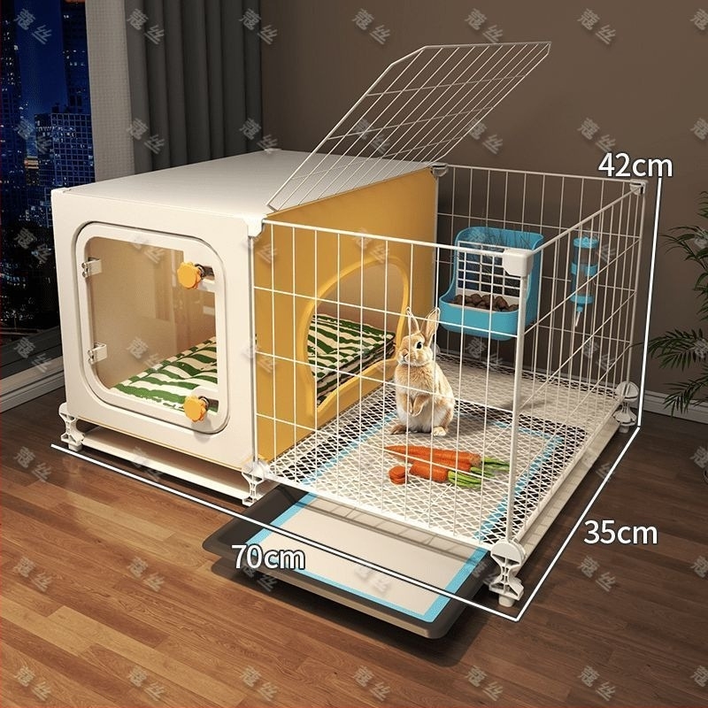 Cușcă pentru iepuri cu toaletă integrată pentru urină, spațiu interior mare pentru animale de companie (iepuri, porcușori de Guinea și hamsteri) — plastic, cușcă pentru animale de companie, personalizare directă din fabrică pentru comerțul cross-border, su