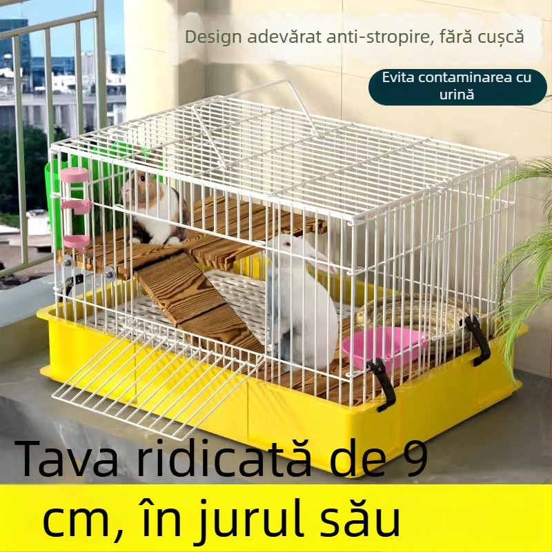 Cușcă din lemn pentru iepuri, pentru interior, design cuib, anti-urină