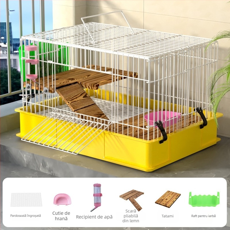 Cușcă din lemn pentru iepuri, pentru interior, design cuib, anti-urină