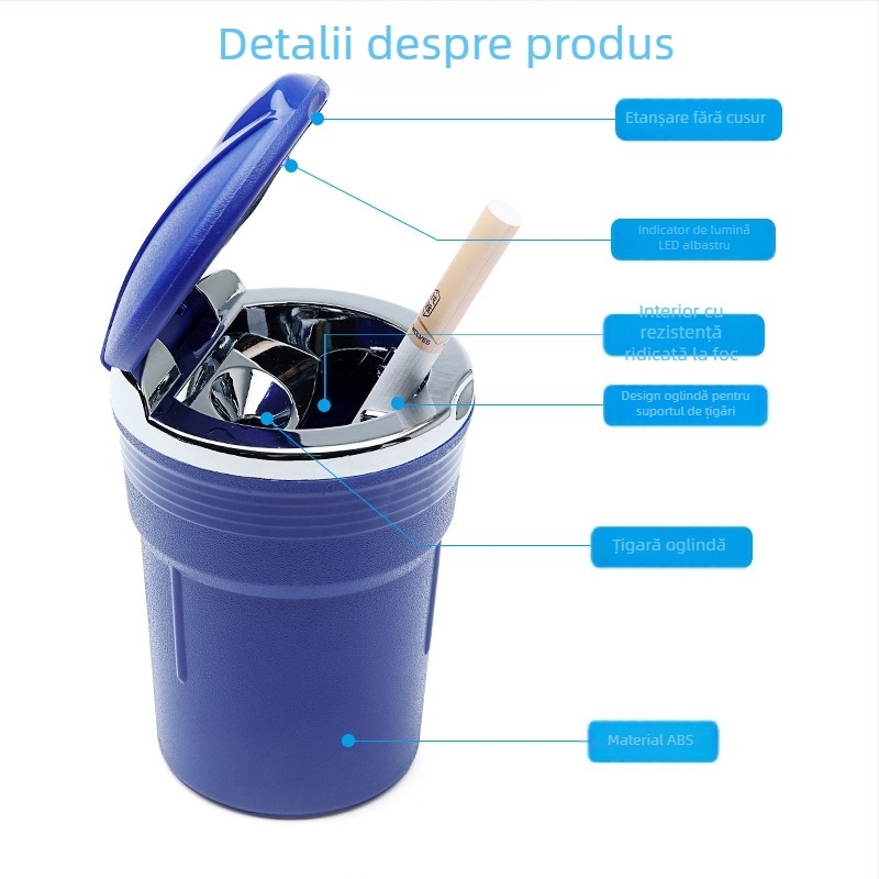 Fire Wheel LED scrumieră auto cu capac, din plastic, detașabilă și lavabilă, logo imprimat, etichetare privată disponibilă