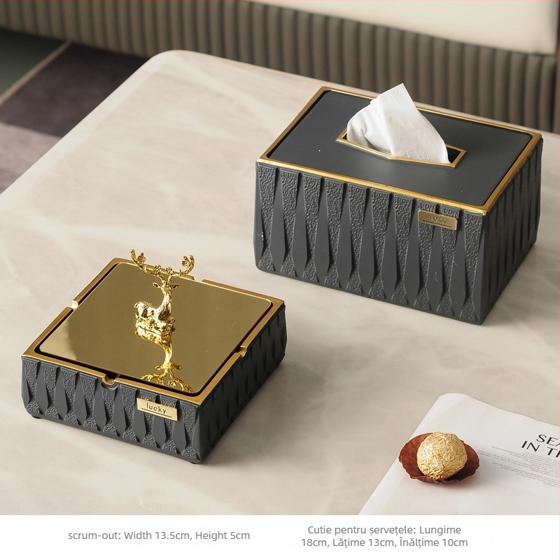 Scrumieră cu capac - Rășină, Stil modern minimalist, Reutilizabil (Material: Rășină; Stil: Modern minimalist; Brand: Aizhi; Cutie: 10 buc.)
