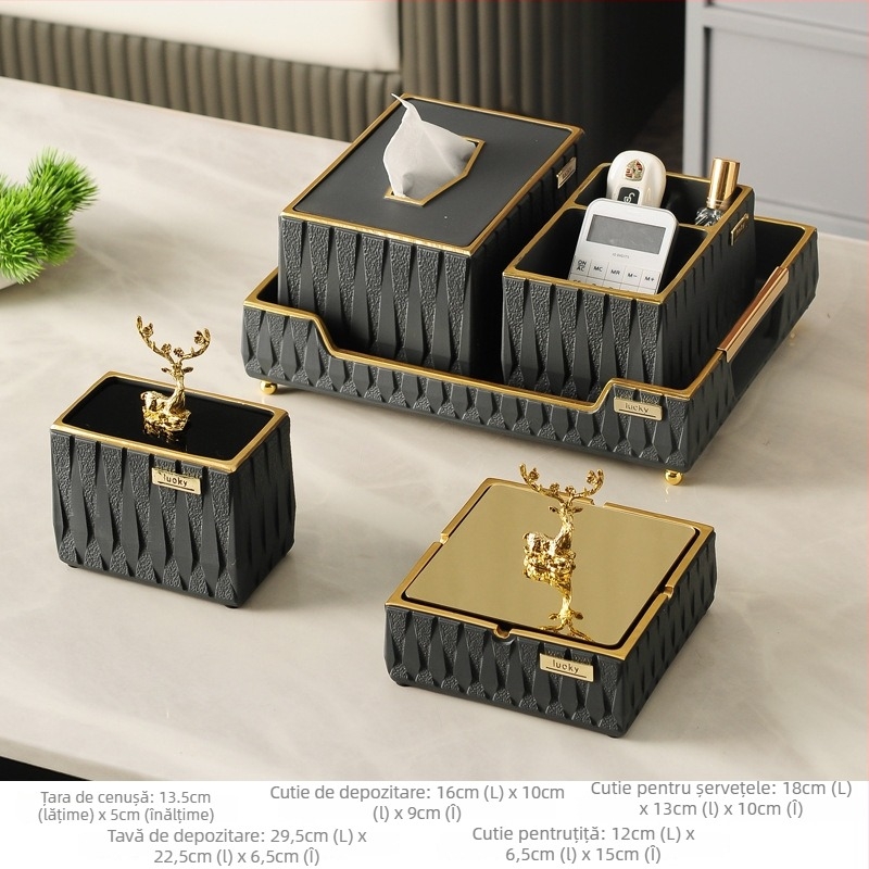 Scrumieră cu capac - Rășină, Stil modern minimalist, Reutilizabil (Material: Rășină; Stil: Modern minimalist; Brand: Aizhi; Cutie: 10 buc.)
