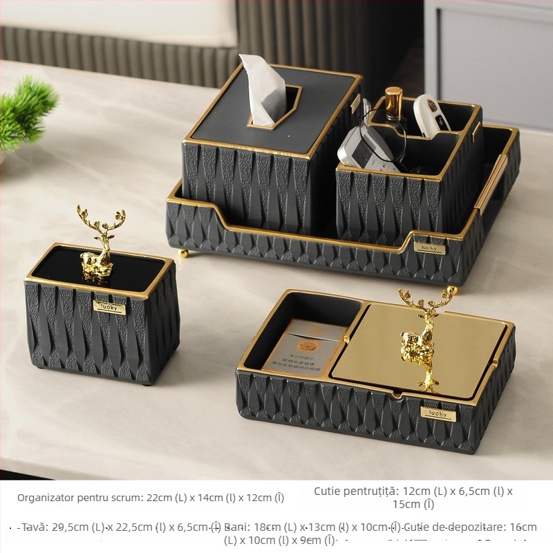 Scrumieră cu capac - Rășină, Stil modern minimalist, Reutilizabil (Material: Rășină; Stil: Modern minimalist; Brand: Aizhi; Cutie: 10 buc.)