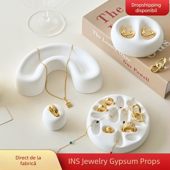 Suport de expunere bijuterii – tavă de gips pentru inele, stil INS, pentru fotografierea bijuteriilor, Light and shadow stars