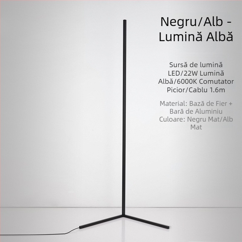 Lampă de podea cu LED în linie și formă dreptunghiulară, potrivită pentru living sau dormitor; 220V; abajur din acril; înălțime reglabilă; CRI 80-90