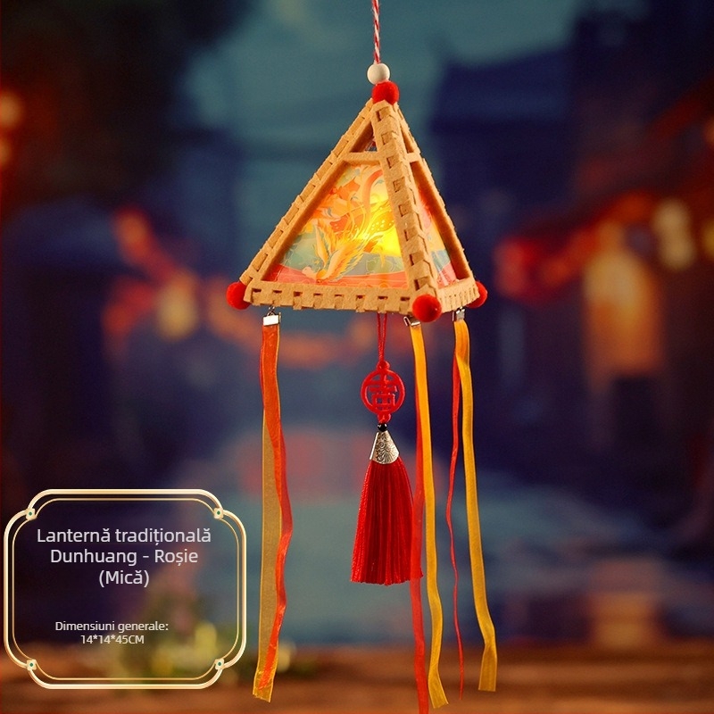 Kit DIY de felinar triunghiular, stil cartoon chinezesc clasic, panouri fonoabsorbante; execuție mecanică și manuală