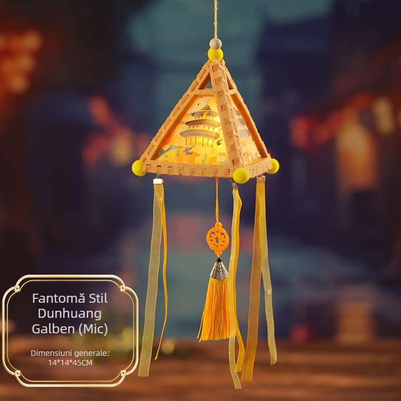 Kit DIY de felinar triunghiular, stil cartoon chinezesc clasic, panouri fonoabsorbante; execuție mecanică și manuală