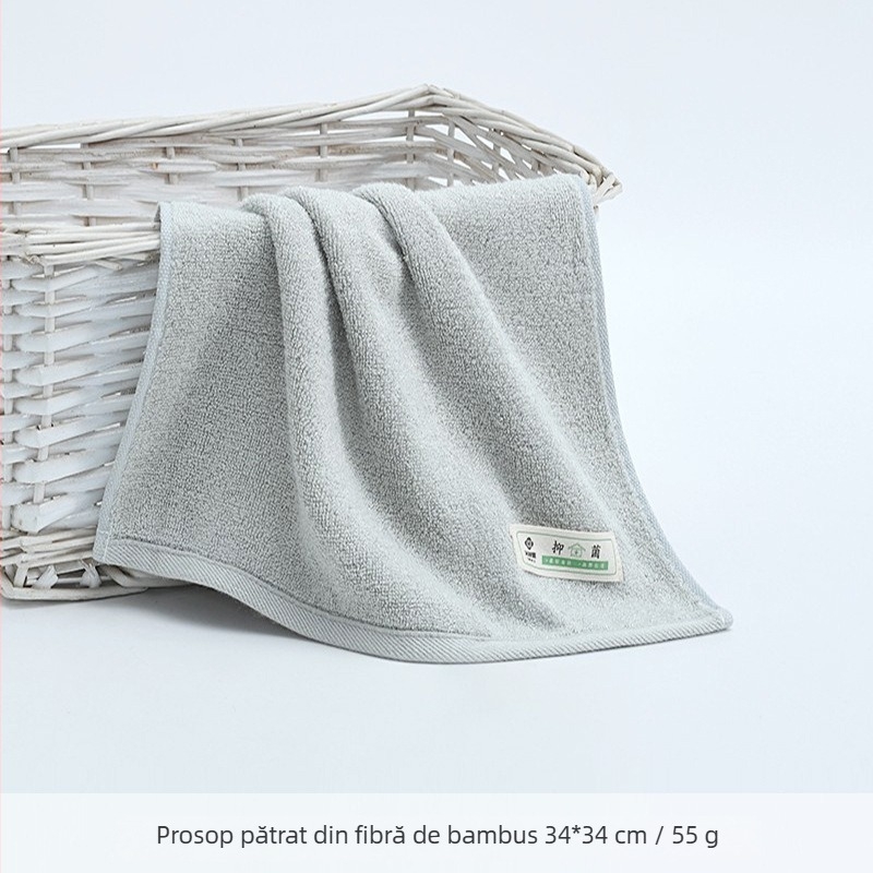 Prosop pătrat pentru față din fibre de bambus, logo brodat, 60g, 32 fire, fire slub