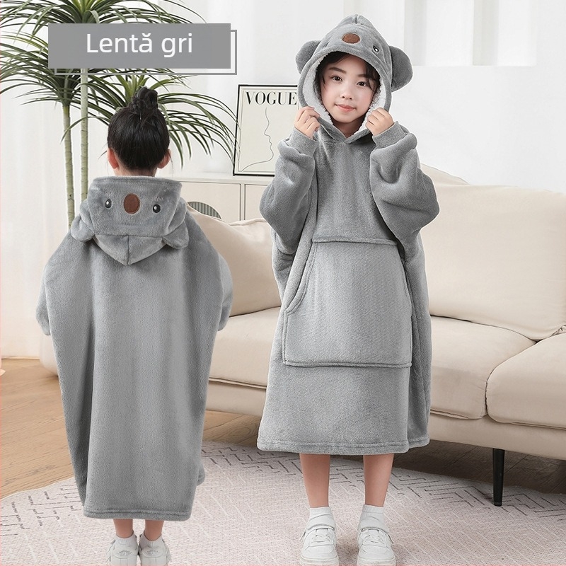 Pelerină-pătură pentru somn copii – fleece gros de iarnă, fibră poliester, 350 g, toamnă-iarnă, model animație