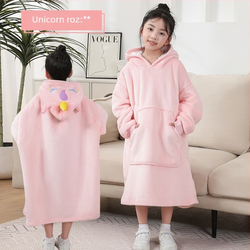 Pelerină-pătură pentru somn copii – fleece gros de iarnă, fibră poliester, 350 g, toamnă-iarnă, model animație