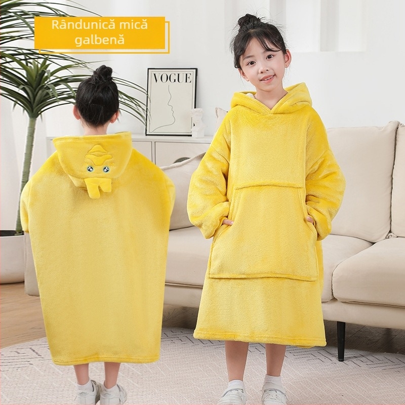 Pelerină-pătură pentru somn copii – fleece gros de iarnă, fibră poliester, 350 g, toamnă-iarnă, model animație