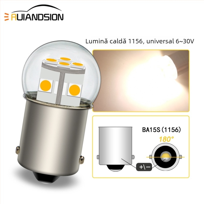 Lampă LED auto pentru semnalizare la viraj și mers înapoi, 3030×12 LED, model 1156/1157, 12V, 6W, 6500K