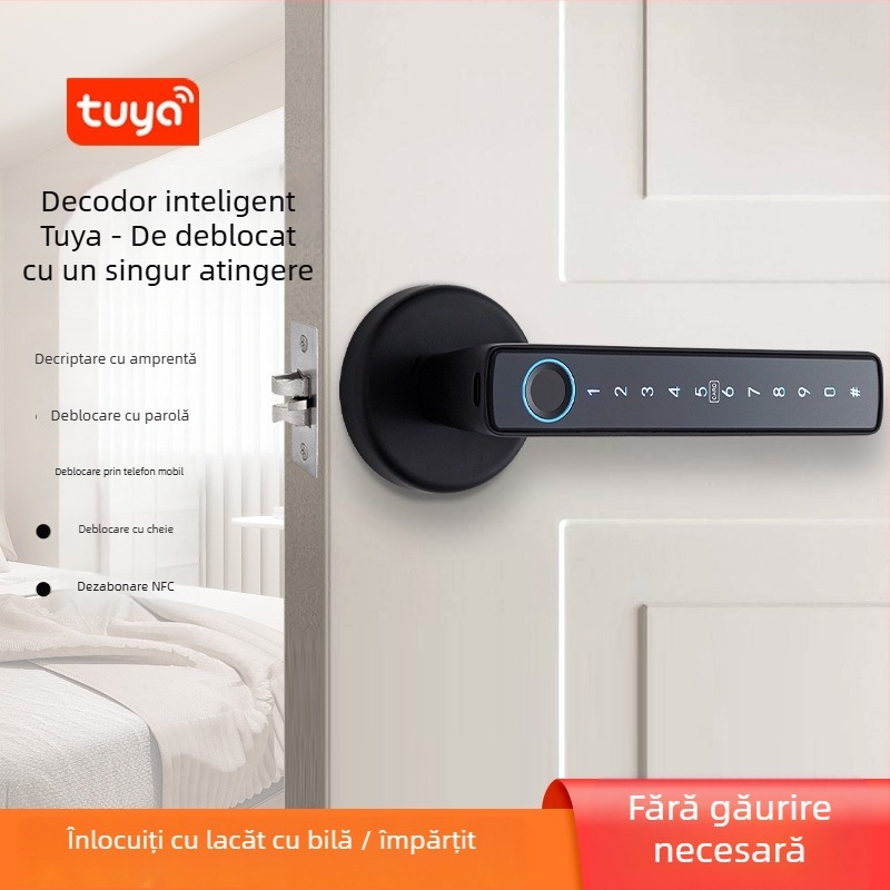 WAFU WF-F6 încuietoare de ușă inteligentă din aliaj de aluminiu, cu amprentă digitală și parolă – pentru locuințe, apartamente, birouri, hoteluri și cămine