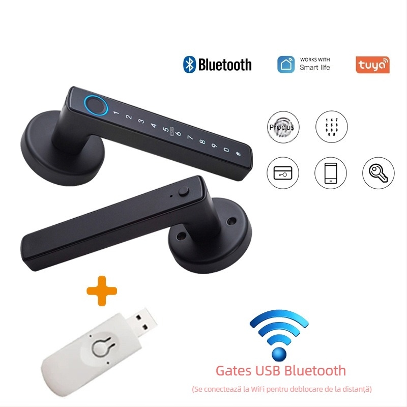 WAFU WF-F6 încuietoare de ușă inteligentă din aliaj de aluminiu, cu amprentă digitală și parolă – pentru locuințe, apartamente, birouri, hoteluri și cămine